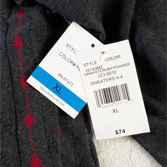 Harlequin Diamond Print Sweater Dress Women's XL Dark Gray Fit and Flare Midi - Picture 4 of 4